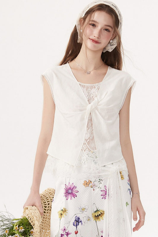 Blusa in lino senza maniche