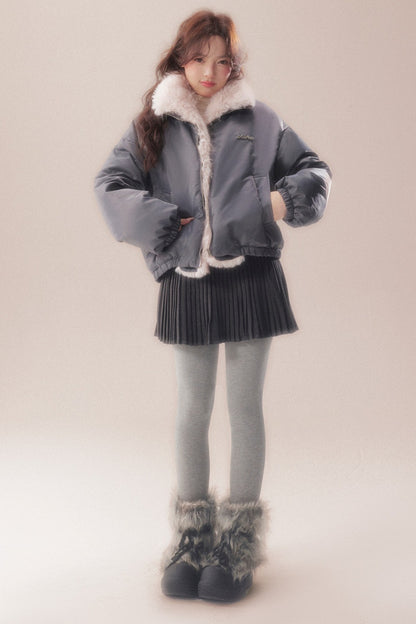 Patchwork Plush Down Jacket