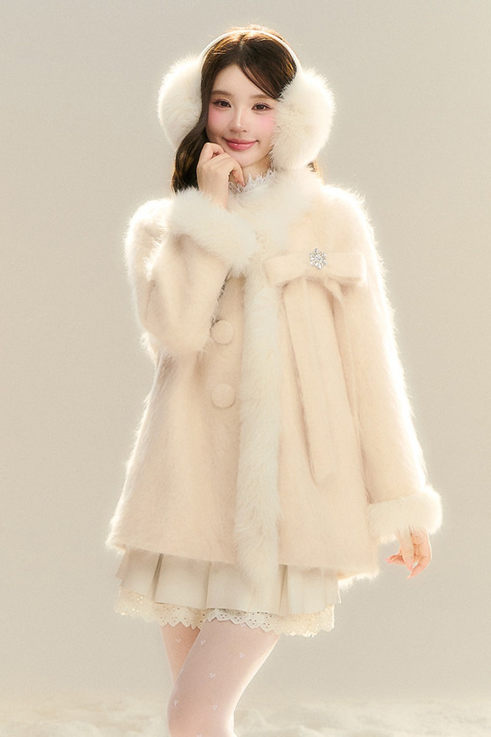 Cappotto in pile 100% lana Principessa delle nevi