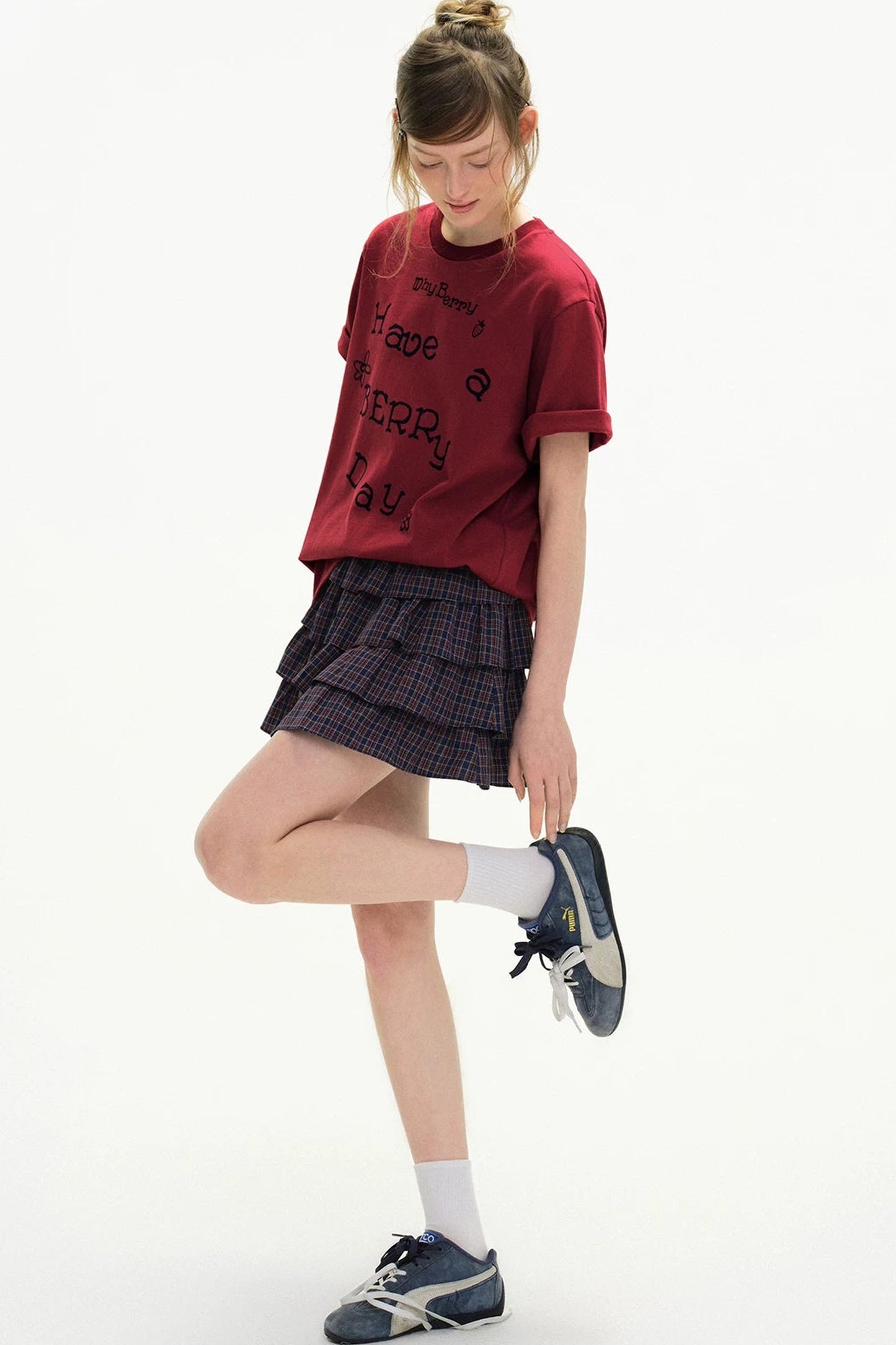 Retro Plaid Ruffled Skirt