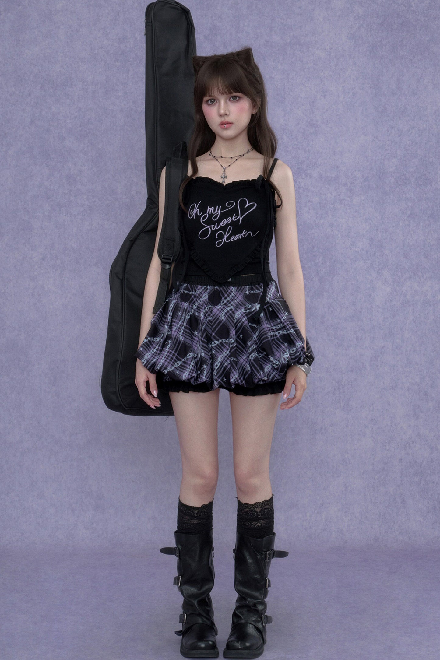 Purple Chain-Flower Bloomers Skirt