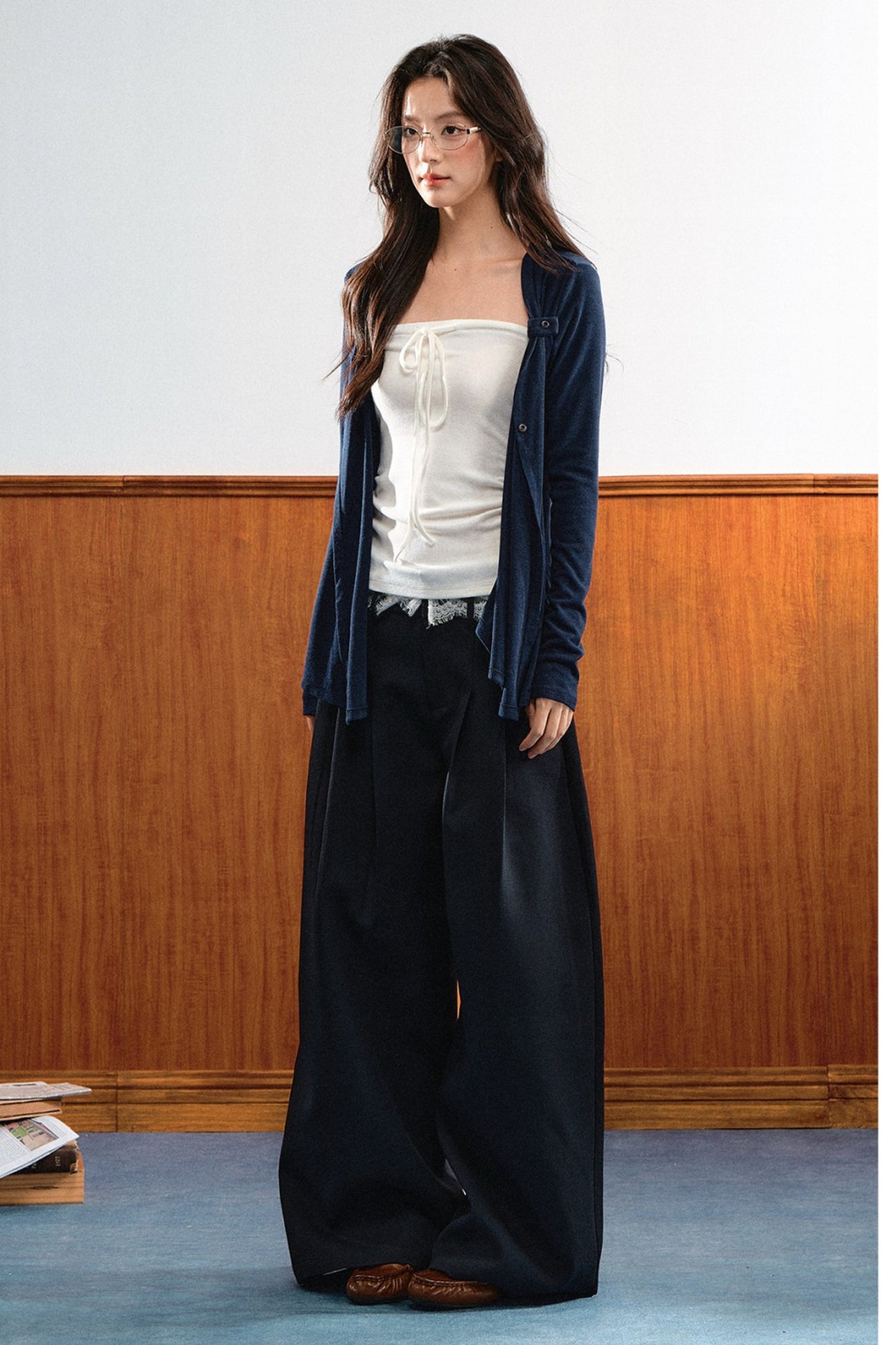 Completo cardigan a maglia e top a fascia