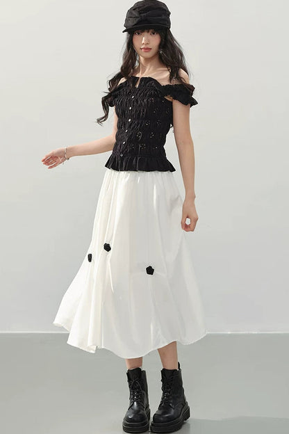 Flower Shadow Pleated Skirt
