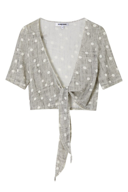 Lace Trim Tie-Front Knit Cardigan Set-Up