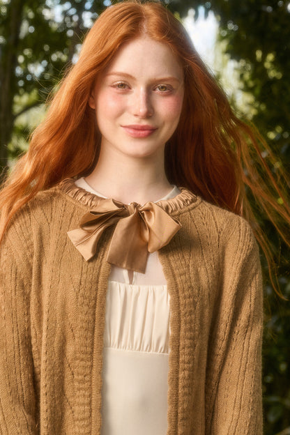 Ribbon Soft Wool Knit Cardigan