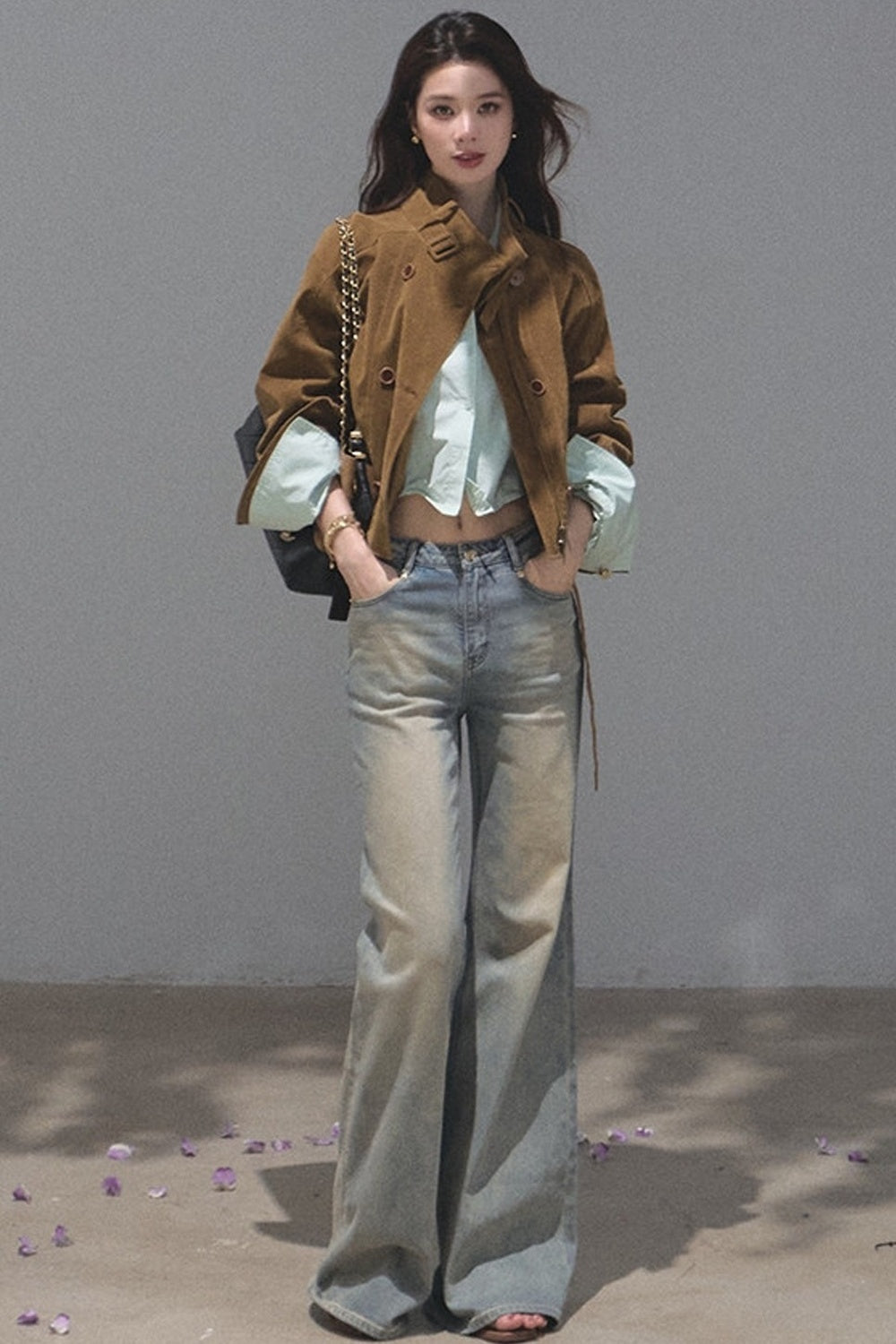 Short Suede Motorcycle Workwear Jacket