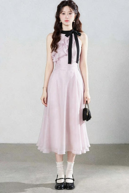Ruffled Purple Chiffon Dress