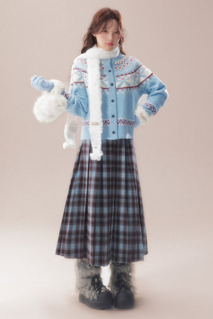 Bowknot Fair Isle Sweater Cardigan