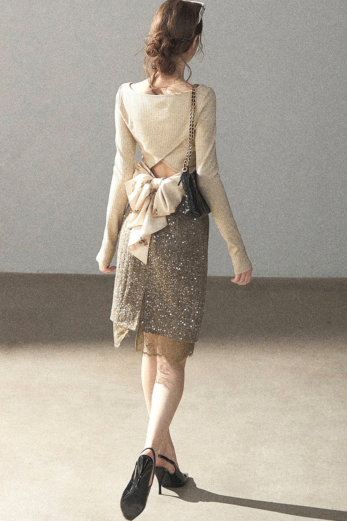 Whisper Bow Tie Knit Top
