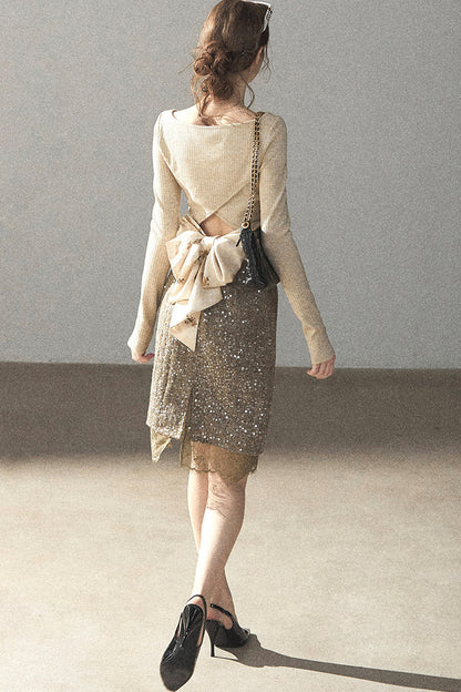Whisper Bow Tie Knit Top