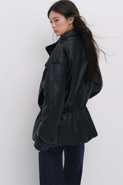 Detachable Down PU Leather Jacket