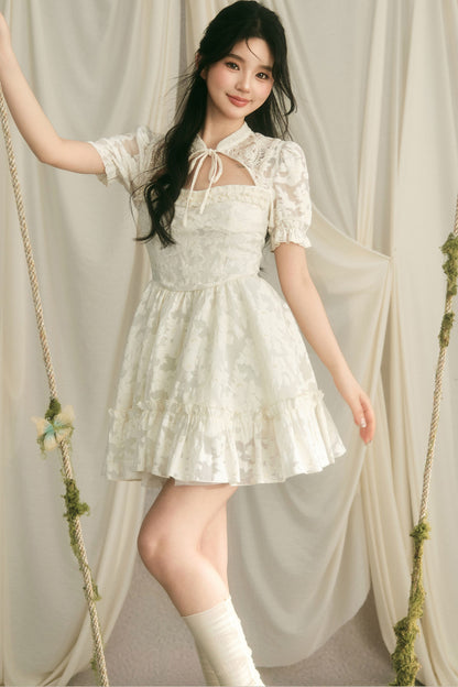 Chinese Style Princess Puff Sleeve Dress