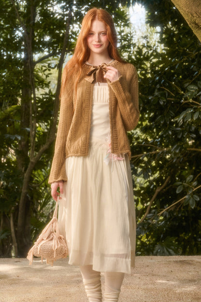 Ribbon Soft Wool Knit Cardigan