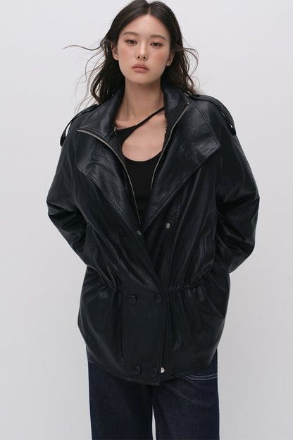 Detachable Down PU Leather Jacket