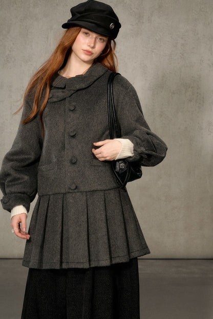 White Tea Letterhead Wool Blend Coat