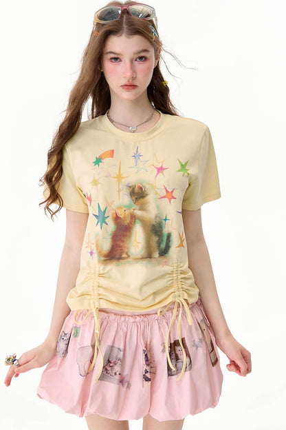 Cat Graphic Short-Sleeve T-Shirt