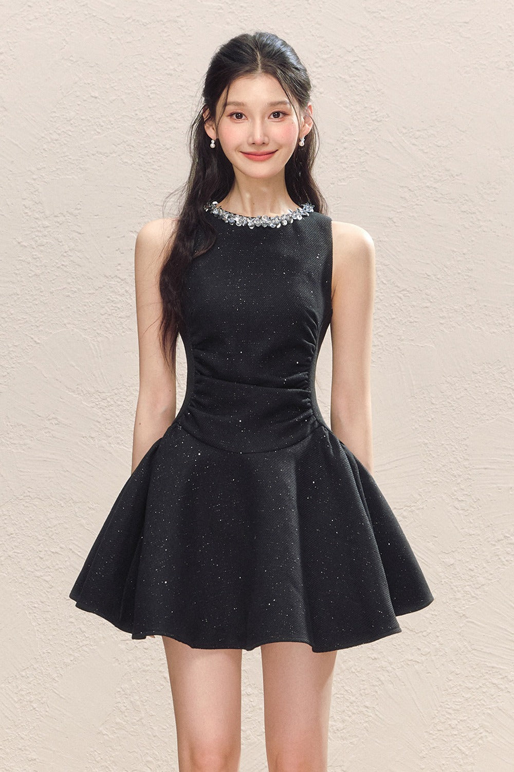 Sequined Jacket and Little Black Dress Set