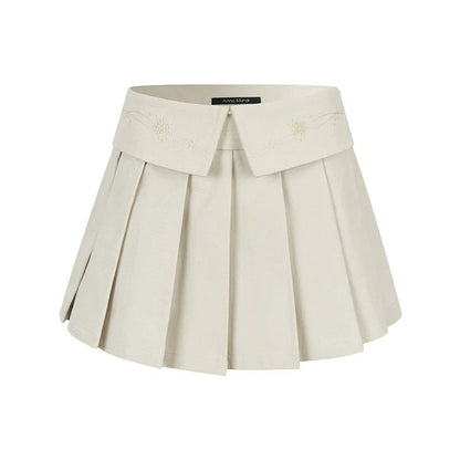 Starry Embroidered Pleated Skirt