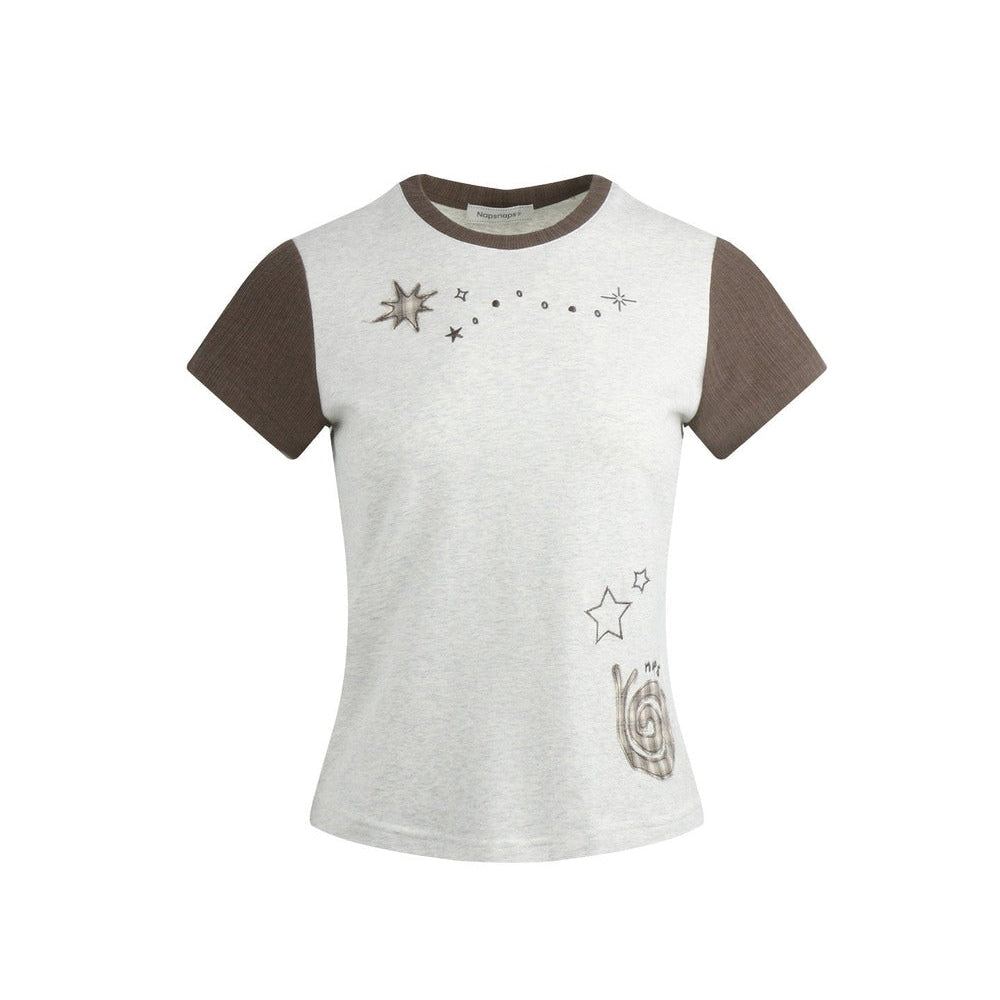 Maglia color block con applicazione lumaca