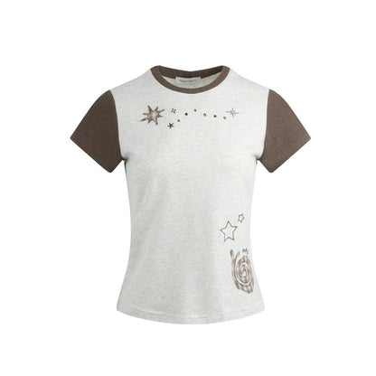 Maglia color block con applicazione lumaca