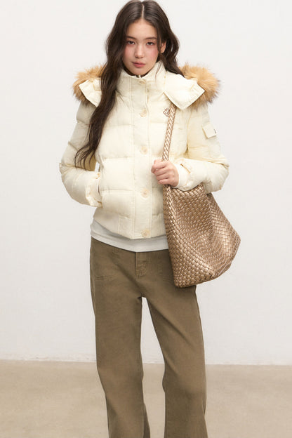 Fur Collar Down Jacket and Pants Set-Up