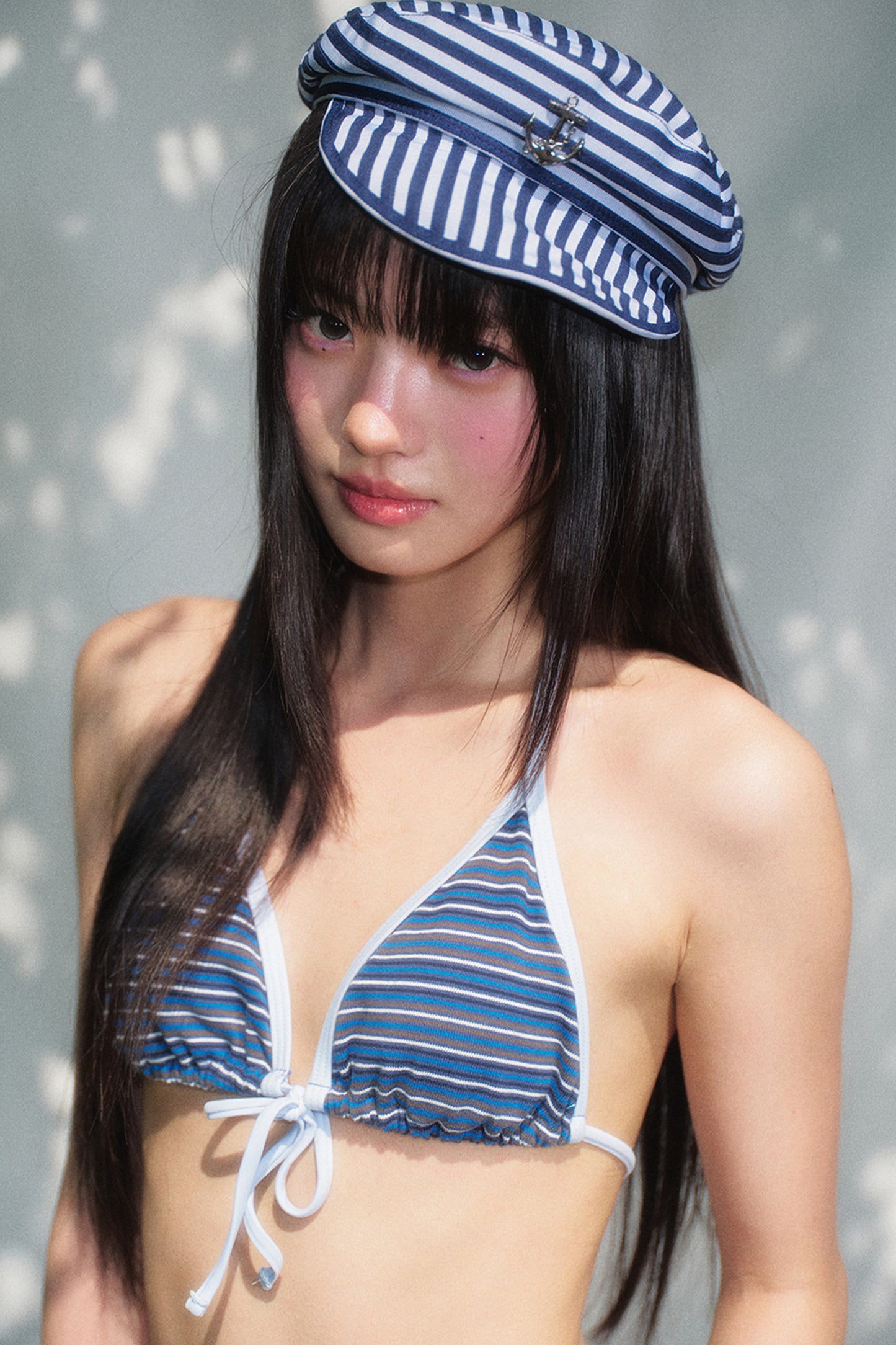 Striped Tie-Side Triangle Bikini Set