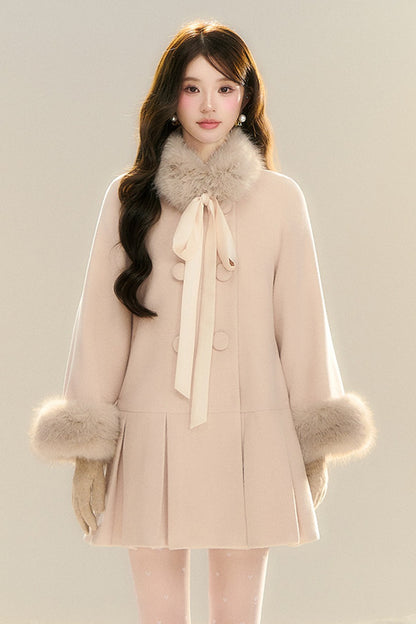 Bow Collar Woolen Coat