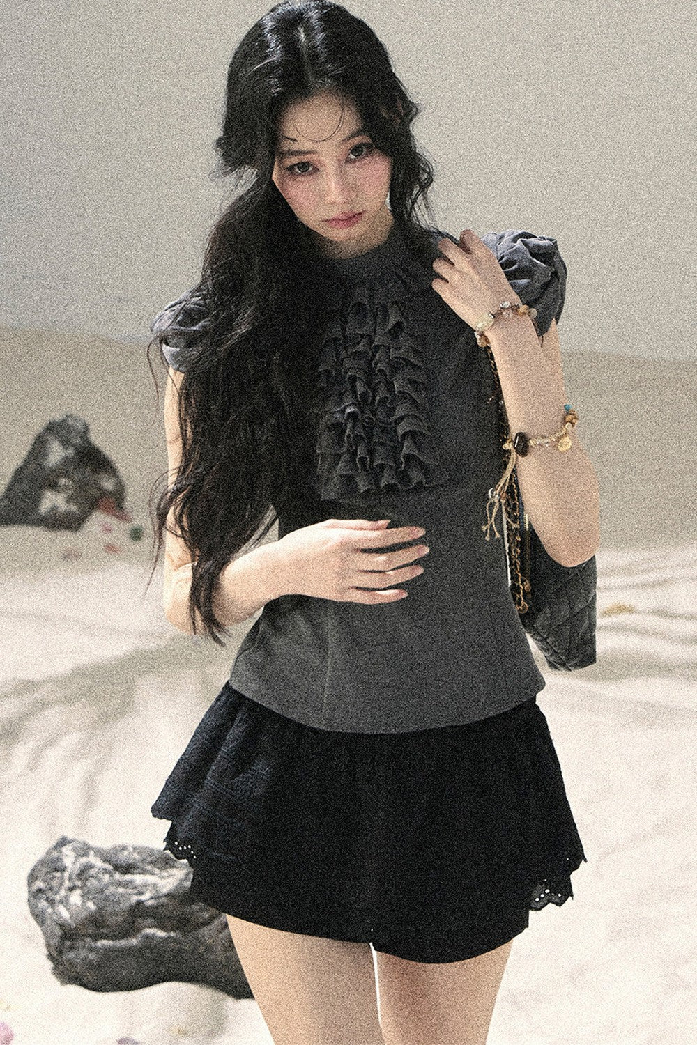 French Ruffle Puff Sleeve Top