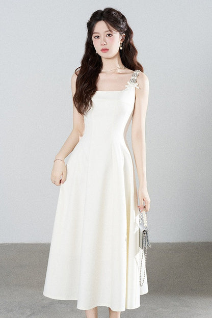 Elegant White Drapey Dress
