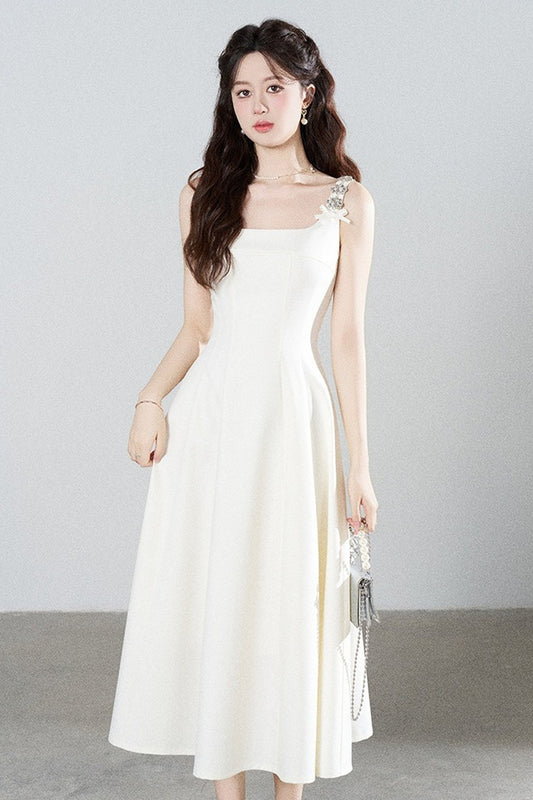 Elegant White Drapey Dress