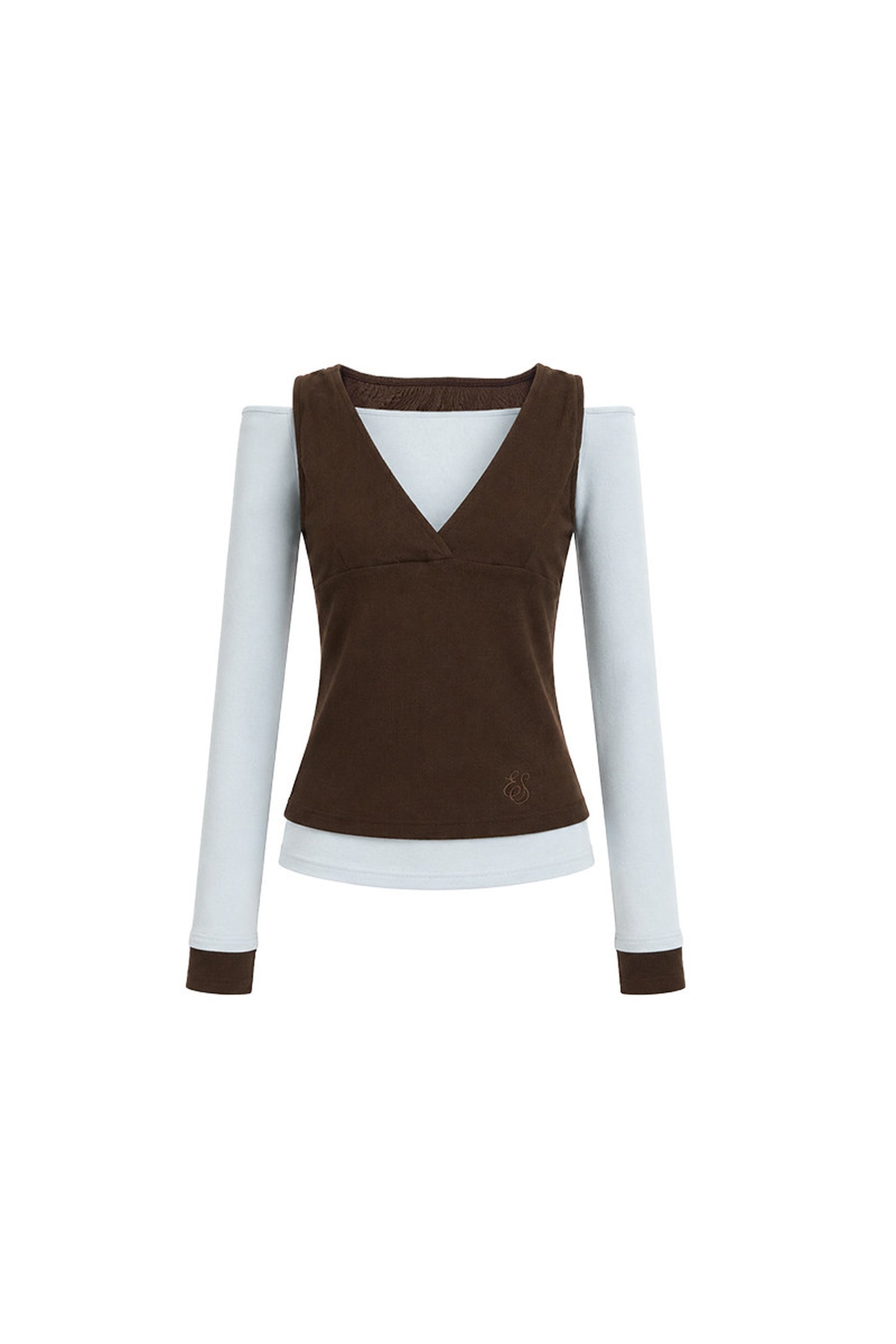 One-Shoulder V-Neck Long-Sleeve T-Shirt and Pants Set-Up