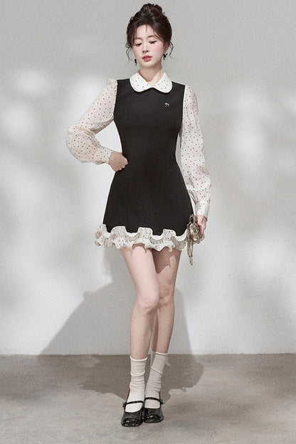 Doll Collar Layered-Look Dress