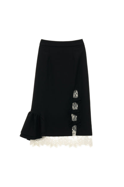 Bow Lace Layered-Look Skirt