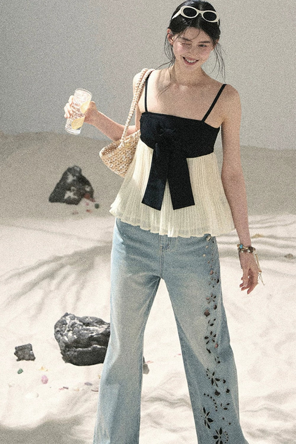 Off-Shoulder Mesh Camisole Top