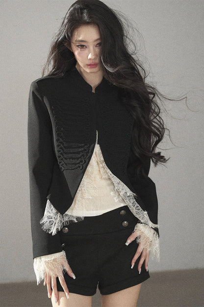 Ginkgo Leaf Veins Jacket Shorts Set-Up