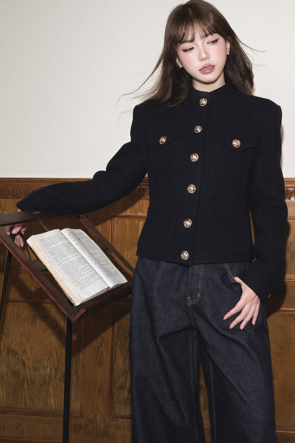 Woolen Tweed Jacket and Skirt Set-Up