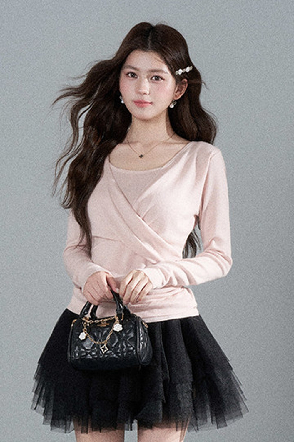 Round Neck Waist-Cinching Knit Top