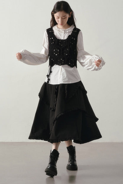 Original Design Gentle Floral Knitted Vest