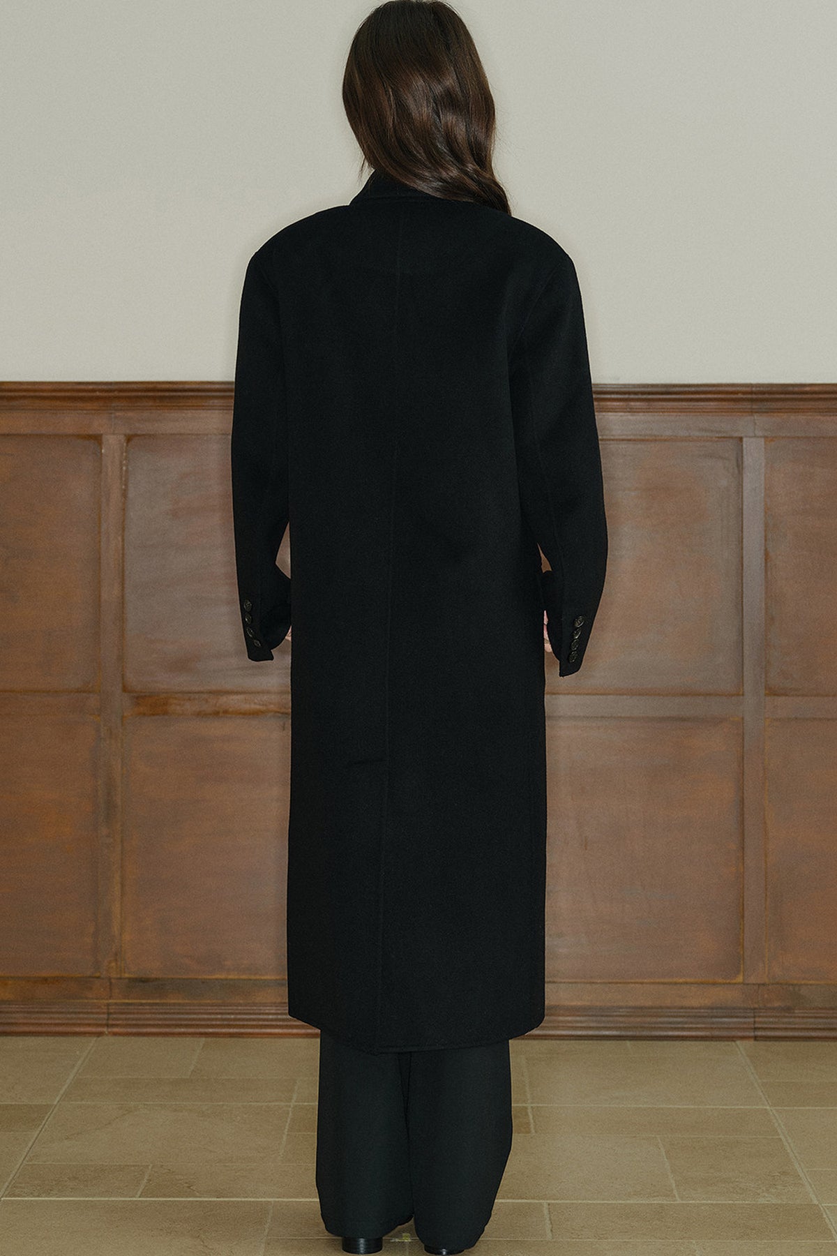 Avenement Long-Sleeve Double-Breasted Wool Coat