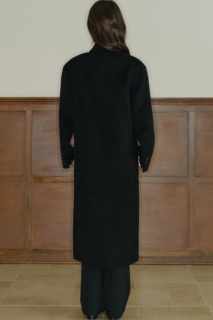Avenement Long-Sleeve Double-Breasted Wool Coat