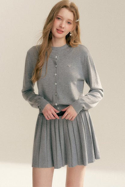 Knit Cardigan Top Skirt Set