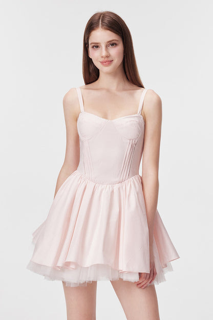 Vertical Cut Stand-Up Collar Slip Dress