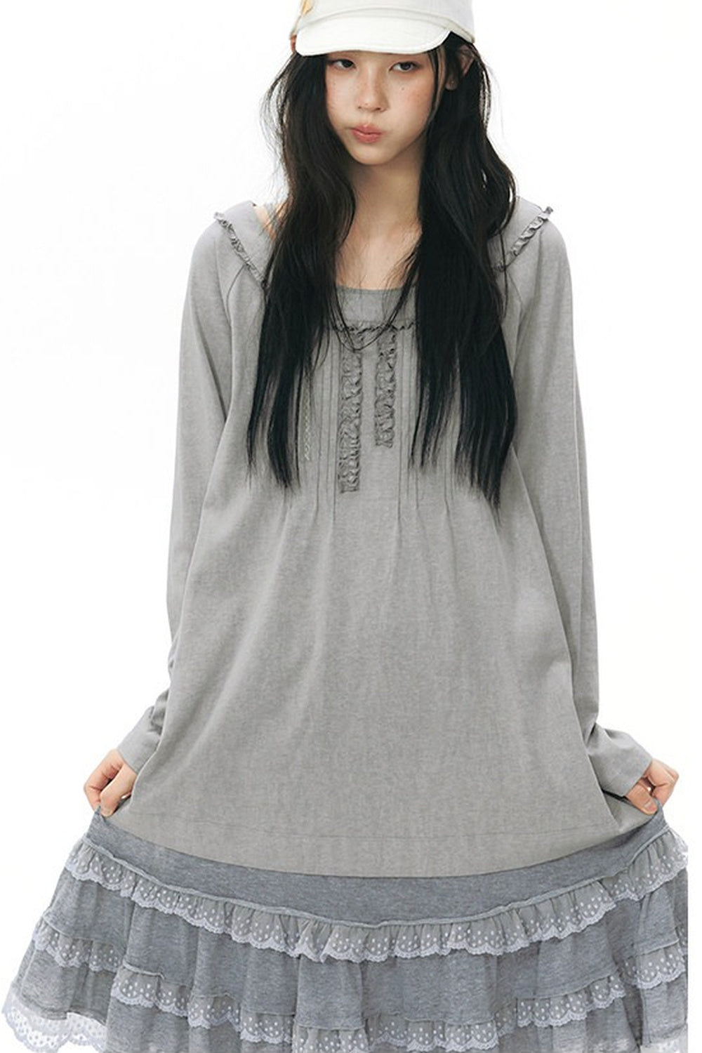 Front Chest Tuck Webbing Raglan Knit T-Shirt