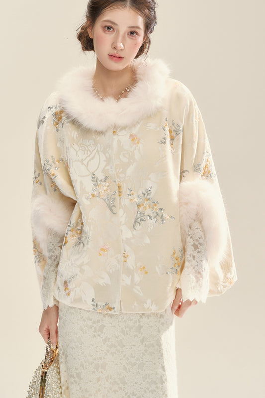 White Dew Frost Jacket and Long Dress Set-Up
