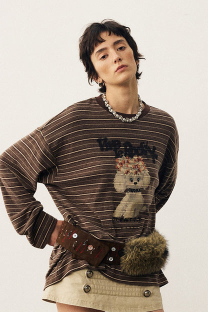 Striped Puppy Color-Blocked Sweater