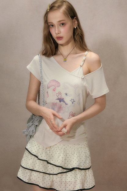Sternenlicht-Traum schulterfreies T-Shirt