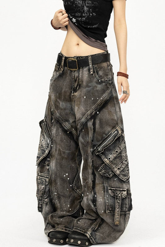 Retro Deconstructed Denim Pants