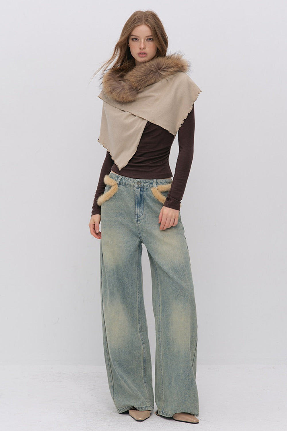 Layered-Look Pleated Tencel Base Layer Top