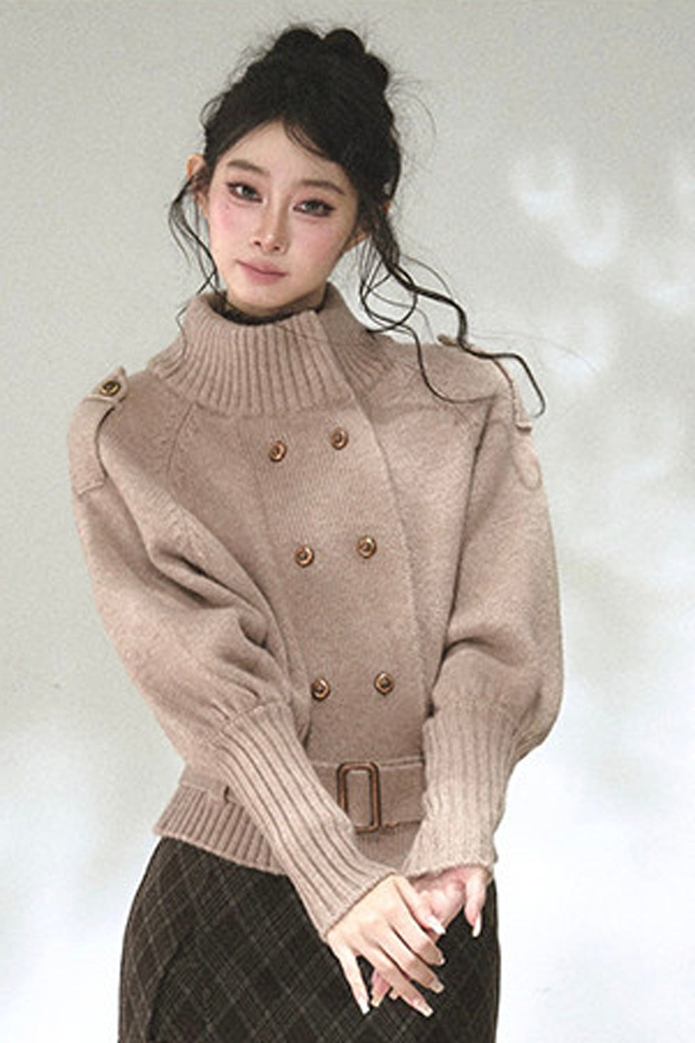 Capejacke mit vertikalem Rippstrick und Fledermausärmeln