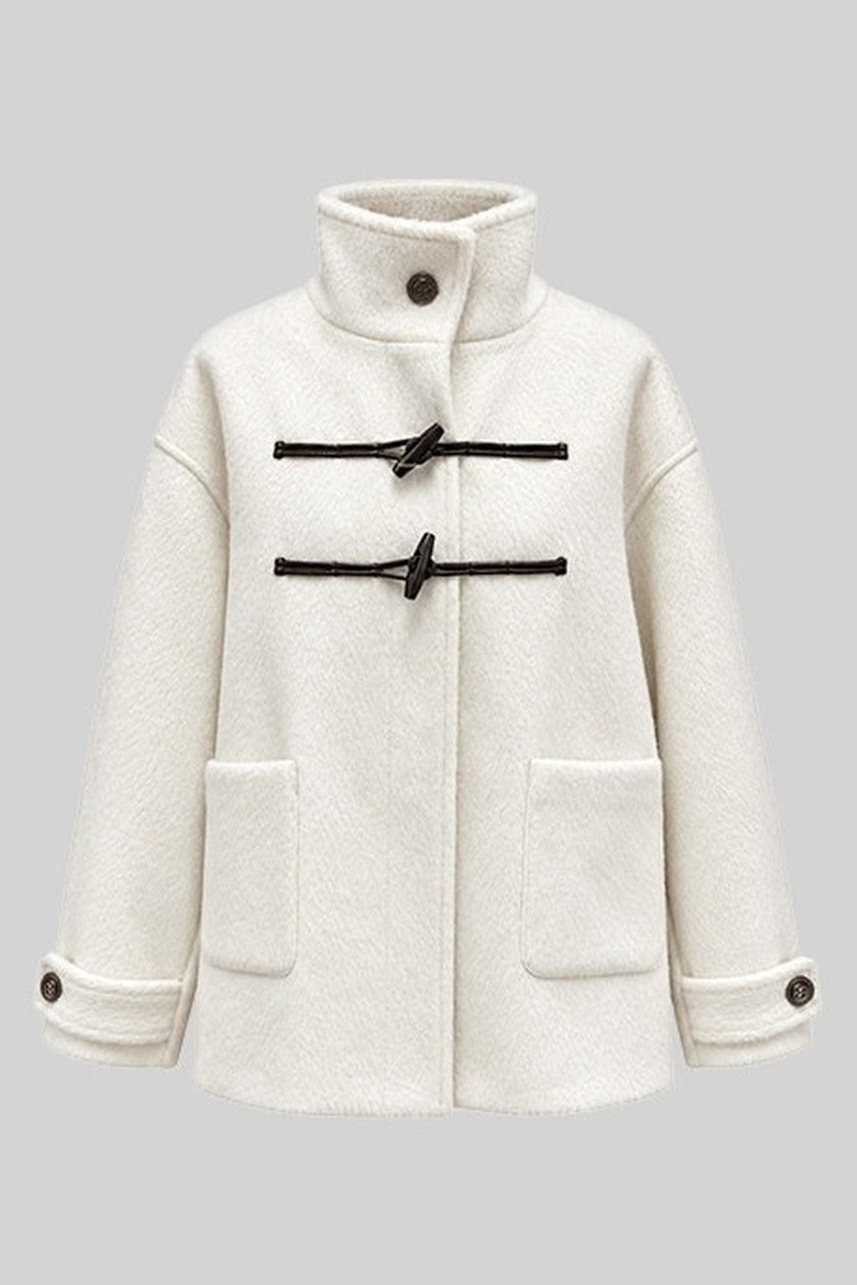 White Woolen Coat and Brown Skirt Set-Up